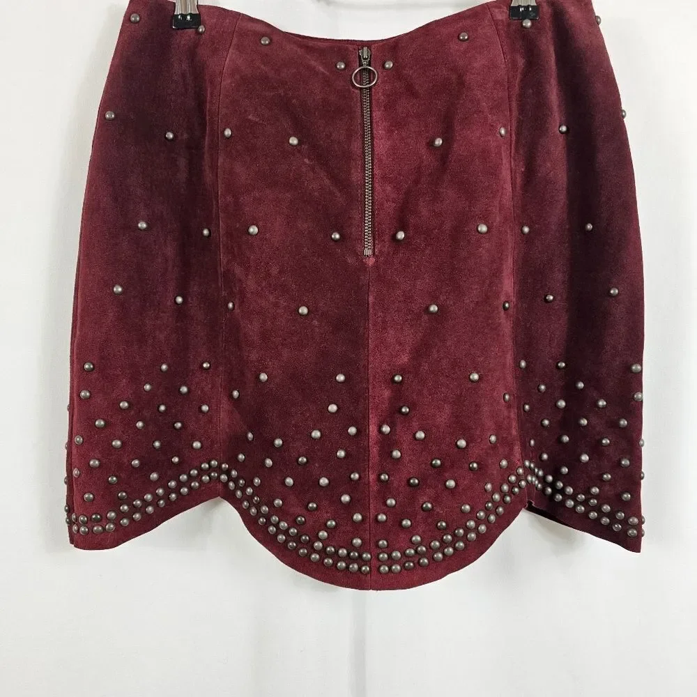 NWT Free People Studded Skirt in Wine - Size 4